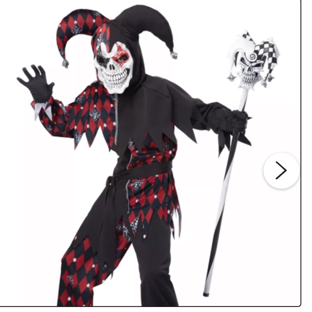 Spirit Halloween Black and Red Jester Costume Child M - Picture 1 of 6